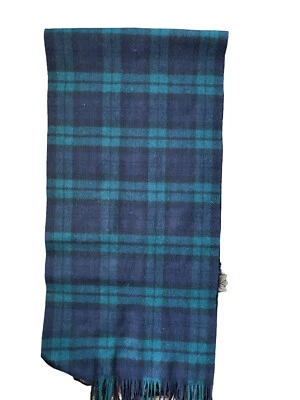 Pendleton Bufanda de Lana Adulto Verde Cuadros Negro Reloj Tartán Flecos EE. UU. 12x52” Foto 1 de 4
