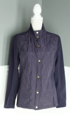 NWT Women's CROFT & BARROW Quilted Fleece Jacket Size M Snap Button Royal Plum - Image 1 of 4