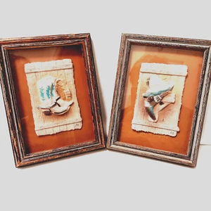 2 Vtg Figi Graphics Hand Cast Pressed Paper Art Framed Signed Western 6" x 8" - Picture 1 of 11