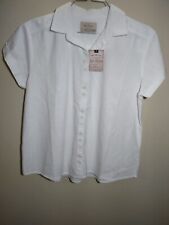 NWT Old Ranch Women's Large Aviana White Western Short Sleeve Button Shirt J2293