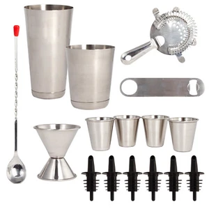 Stainless Steel 16 Pcs. Cocktail Shaker Set - Complete Professional Bar Tool Set - Picture 1 of 10