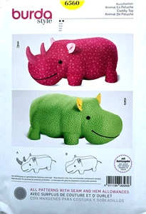 Burda Pattern 6560 Hippo & Rhino 13" Tall, 26 1/2" Long - Picture 1 of 2