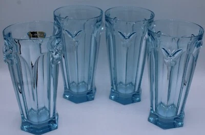 Lenox Butterfly Meadow (Set of 4) Blue Highball Drinking Glasses 6 1/2" Germany - Image 1 of 4
