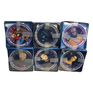 Set of 6 Star Trek Mini Porcelain Plates with Easel - 1992 Next Generation
