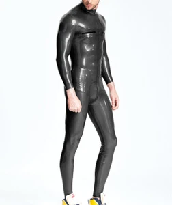 Latex Rubber Gummi Schwarz Catsuit Cosplay Bodysuit Sport Zentai 0.4MM S-XXL - Picture 1 of 3