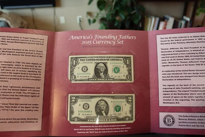 [APRIL 5, 2015] $1 & $2 MATCHING SERIAL #'S SET. SN B 20154005A  BIRTHDAY SET!! - Image 1 of 4