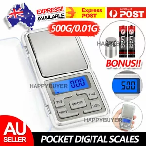 500g/0.01g Digital Scale Mini Pocket Jewelry Gold Silver Coin Gram Herb Grain AU - Picture 1 of 11