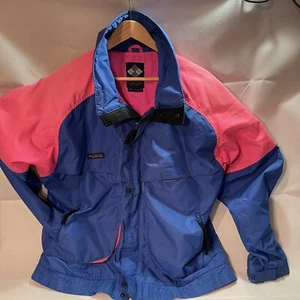 Vintage Columbia Size L Large Powder Keg Coat Jacket Blue Pink 90s - Picture 1 of 8