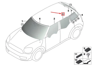 MINI COUNTRYMAN F60 Rear Right Door Window Glass 51357433094 NEW GENUINE - Picture 1 of 2