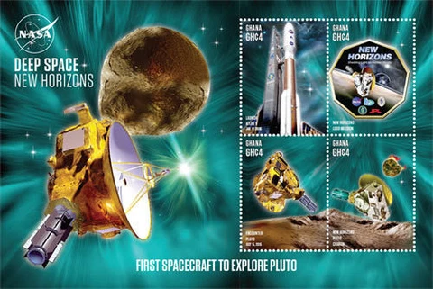GHANA - 2015 - SPACE ANNIVERSARIES NEW HORIZONS SHEET OF 4 STAMPS  MNH Cover