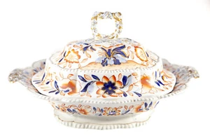 Hicks & Meigh C1815 No 13 Imari Blue Royal Arms Red Painter Mark Covered Platter - Picture 1 of 9