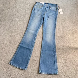 7 for All Mankind Tailorless "A" Pocket Flare Jeans Light Blue #2 NWT Sz 31 - Picture 1 of 9