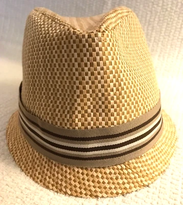 Goorin Bros Fedora Hat Cap Beige Gold White Tan Brown Paper Straw Mens Medium - Image 1 of 4