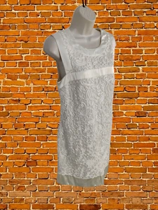 FRENCH CONNECTION IVORY DRESS SIZE UK12 COTTON WOMEN SLEEVELESS LACE DESIGN MINI - Picture 1 of 5