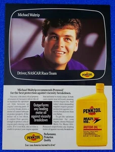 1992 PENNZOIL MICHAEL WALTRIP NASCAR DEI MULTI VIZ MOTOR OIL ORIGINAL PRINT AD - Picture 1 of 1