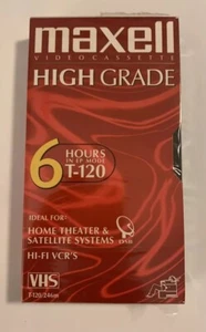 Maxell VHS VCR nastro vuoto vintage 6 ore vintage anni 90 - modalità SP LP EP - Foto 1 di 2