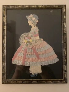 Vintage LACE RIBBON ART PICTURE 1920’s Framed Excellent Condition - Picture 1 of 3