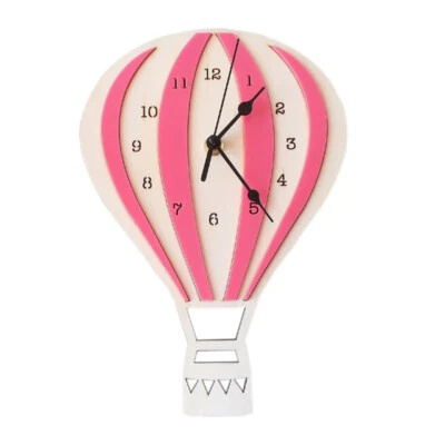 Nordic Style Hot Air Balloon Shape Wall Clock Wooden Mute Wall Clock Kids Room - Image 1 of 4