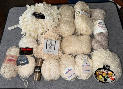 Lote de hilados de alta gama colores naturales texturizados, cinta, varias fibras, estado Foto 1 de 4