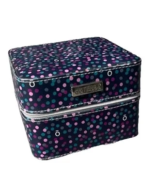doTERRA Essential Oils STORAGE BOX Padded Train Case Purple Polka Dots EUC - Image 1 of 4