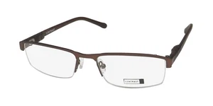 NEW CONTRAST ENDURE EYEWEAR BRN 52-17-145 HALF-RIM BROWLINE BROWN METAL & - Picture 1 of 8