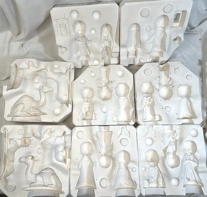 Duncan 4 Moldes Deslizantes de Fundición de Cerámica 12 Piezas Belén Niños 1980 629A B C D Horno - Imagen 1 de 20