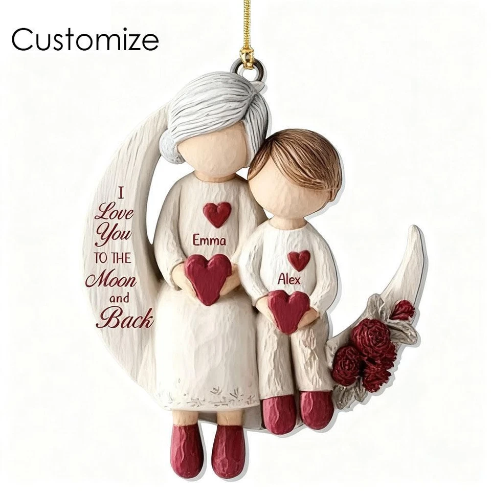 Acrylic Pendant Grandparents Moon I Love Love You to The Moon and Bacღ - image 1 of 4