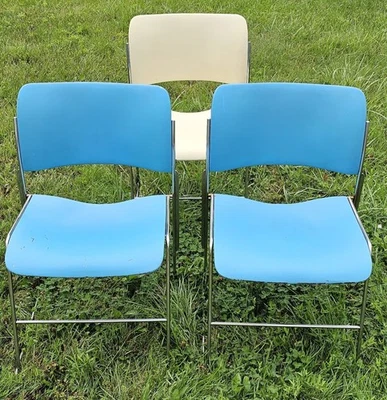 VTG GF Business Furniture 40/4 Stacking Chairs by David Rowland Chrome MCM  - Image 1 of 4