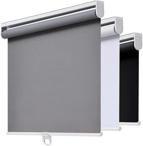 AOSKY Cordless Roller Shades Blackout Blinds for Windows 34"W x 72"H, Grey - Picture 1 of 7