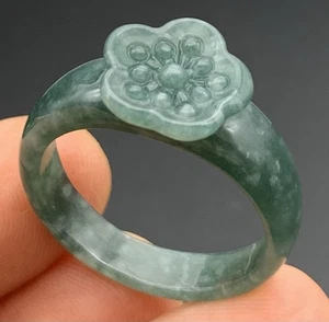 Anillo circular flor jadeíta natural certificado por video NO. 8,25 # 419824 VS - Imagen 1 de 6