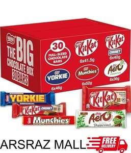 The Big Chocolate Box, 30 x Chocolate Bars – KitKat, KitKat Chunky, Yorkie, Aero - Picture 1 of 24