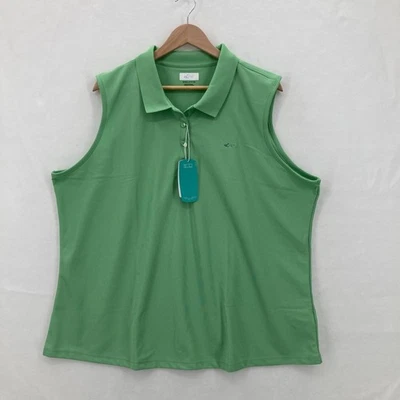 Camisa Greg Norman Para Mujer 3XL Verde Sin Mangas Polo Golf PlayDry UPF Preppy Nueva Con Etiquetas Foto 1 de 4