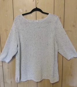 J Jill Women's Plus Light Gray & Black Speckled Lightweight Sweater size 2X - Picture 1 of 9