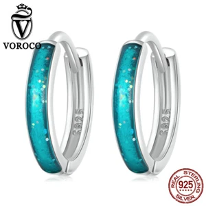 Fashion Authentic 925 Sterling Silver Simple ear buckles Earrings Women VOROCO - Picture 1 of 12