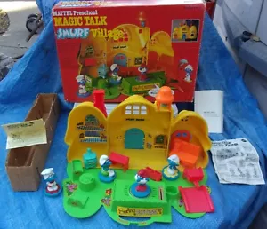 1982 Mattel Preschool Magic Talk Smurfs Village With Box Instructions Insert VTG - Picture 1 of 12
