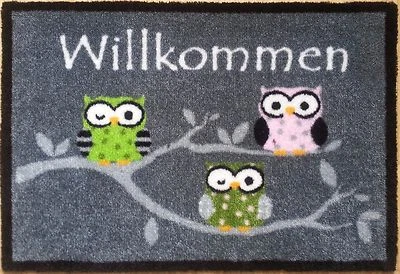 Waschbare Fußmatte Eulen Schmutzfangmatte  NEU 40 x 60 cm OWL Eule Design - Bild 1 von 3