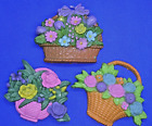 Fridge Magnets - 3 Beautiful Flower Baskets Plastic