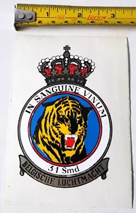 Vintage Military Sticker Decal BELGIAN AIR FORCE 31 Smd TIGER Belgische Sanguine - Foto 1 di 3
