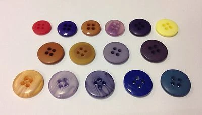 Smartie buttons x6 11-17mm matt glossy 4 hole round 9 colours - Image 1 of 2