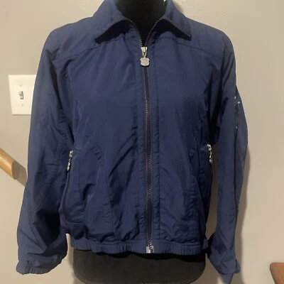 Chaqueta de chándal de calentamiento azul marino Kaelin vintage años 90 para mujer pequeña Foto 1 de 4