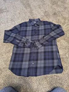Bonobos Flannel Shirt Slim Fit Mens L Blue Plaid Long Sleeve Button Up Casual - Picture 1 of 11