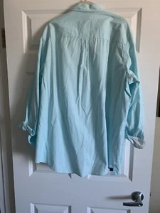 New Men’s Shirt Sz XL Pale Blue Long Sleeves Cotton Beach Look Button Down - Picture 1 of 5