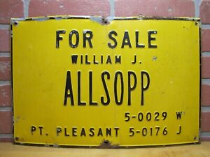 FOR SALE WILLIAM ALLSOPP PT PLEASANT NJ Old Embossed Steel Ad Sign New Jersey