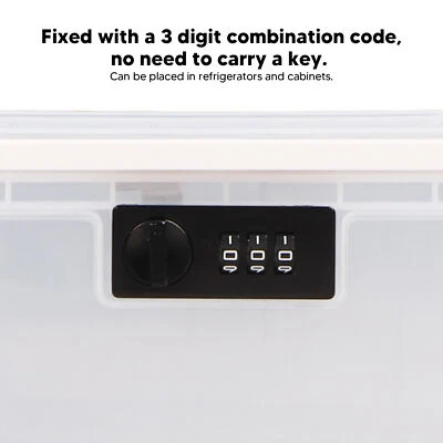 Lock Box Clear Food Storage Container Medicine Case with 3 Digit Combinate Lock - Image 1 of 4