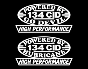2 HP 134 CID ENGINE DECALS 4 CYL GO DEVIL HURRICANE HIGH PERFORMANCE STICKERS  - Picture 1 of 1