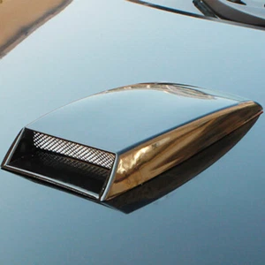 Universal Car Decorative 3D Air Flow Intake Scoop Bonnet Vent Cover Hood Black - Picture 1 of 5