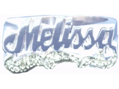 Anillo con Nombre Personalizado 10MM Diamante Genuino Oro Amarillo 14K o Blanco 14K.  Speci Foto 1 de 2