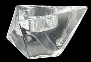 Orrefors Crystal Votive Candle Holder Cool Triangular 3D Shape Sweden 4.5” - Picture 1 of 7