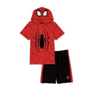 2-Piece Spider Man Boys Size 8 Hoodie T-Shirt & Shorts w/Mask Outfit Costume
