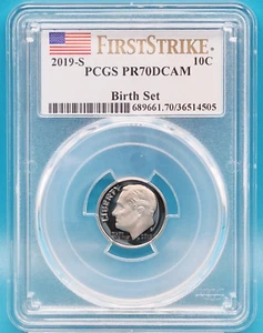 2019-S Roosevelt Dime 10C PCGS PR 70 DCAM Birth Set - First Strike - Picture 1 of 6